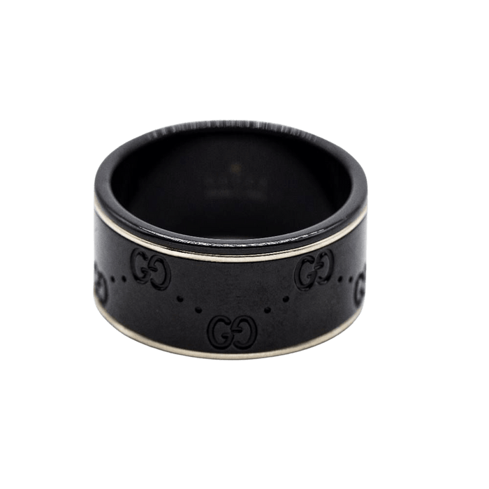 64 GUCCI - Bague Homme ICON en or blanc et céramique noire 58 Facettes D363552SO