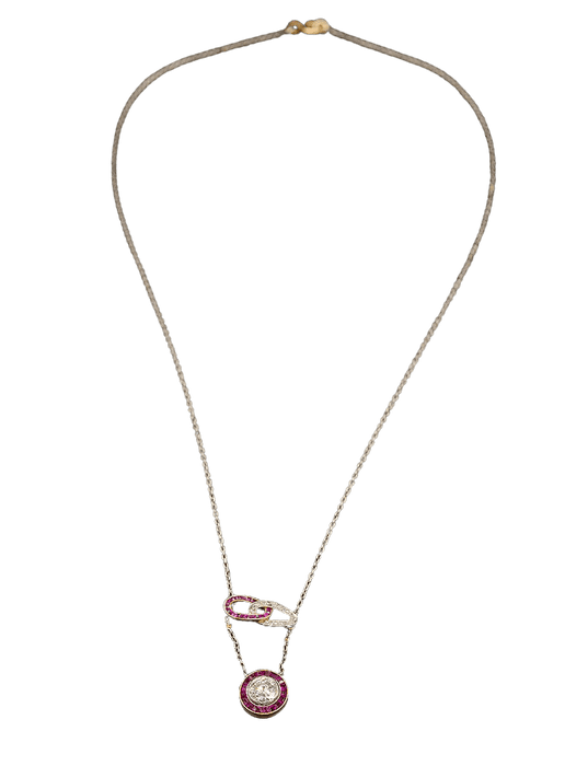 Collier Collier pendentif Art Déco diamant, rubis calibrés 58 Facettes A10447