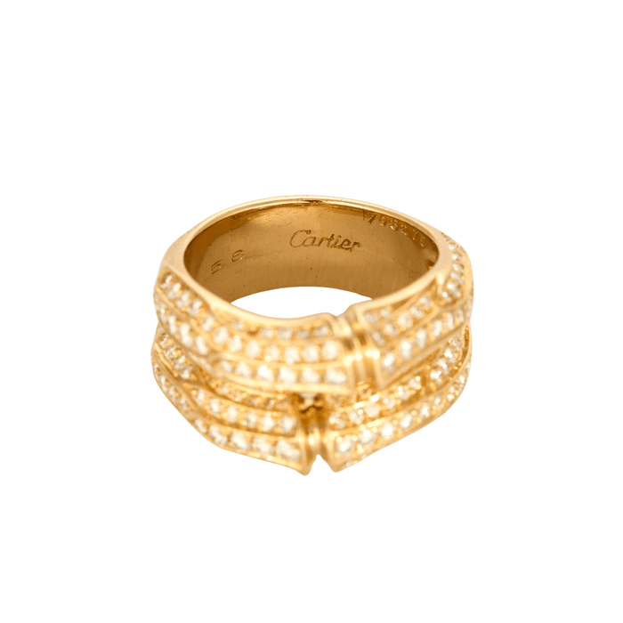 Bague 55 CARTIER - "bambou" bague or jaune et diamants 58 Facettes