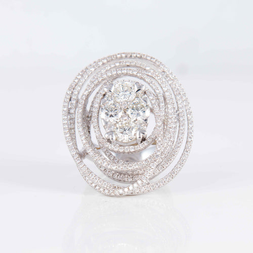 Bague 52 Bague Or Blanc Spirale Diamants 58 Facettes