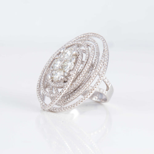 Bague 52 Bague Or Blanc Spirale Diamants 58 Facettes