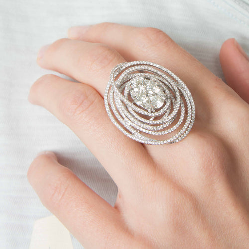 Bague 52 Bague Or Blanc Spirale Diamants 58 Facettes