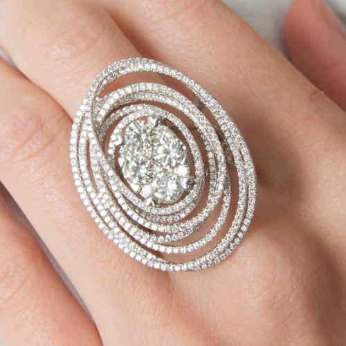 Bague 52 Bague Or Blanc Spirale Diamants 58 Facettes