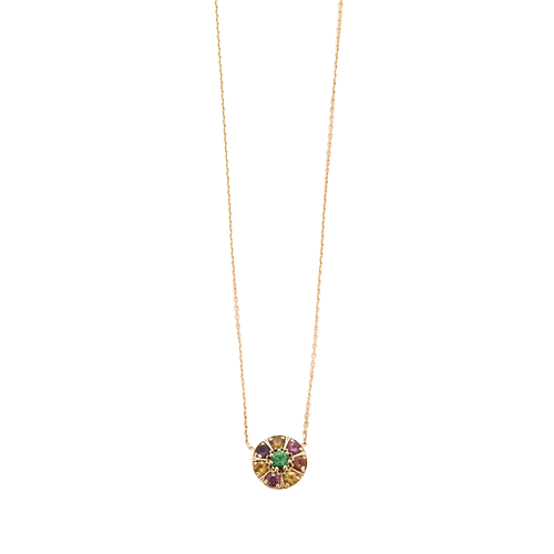 Collier Collier or rose serti de saphir multi-couleur 58 Facettes