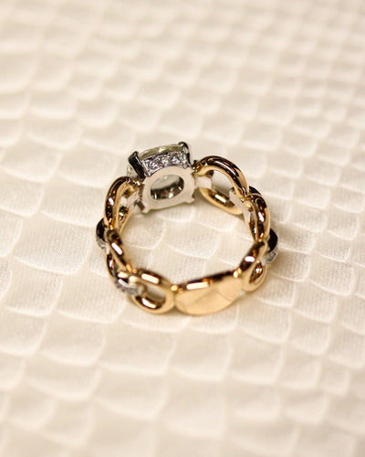 Sormus 53.5 Sormus Solitaire "Mailles et godrons" kelta- ja valkokultaa sekä timantteja 58 Facettes F2248/C548