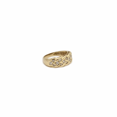 Bague 53 Bague épi en or jaune 18K sertie de diamants 58 Facettes REF24093-256