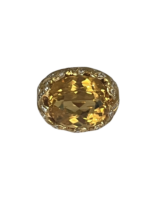 ARFAN yellow gold citrine diamond ring