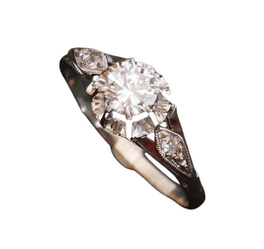 Bague 58 Solitaire diamant, monture or et platine 58 Facettes