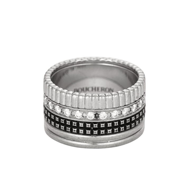 Bague 54 / 54 BOUCHERON - QUATRE BLACK EDITION - Bague Or blanc et Diamants 58 Facettes DV7174-1-54-3-54