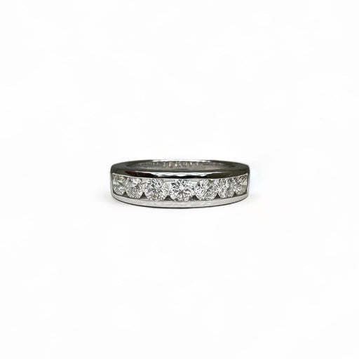 Bague 54 Demi-alliance - Bague en or blanc 18k sertie de diamants 58 Facettes