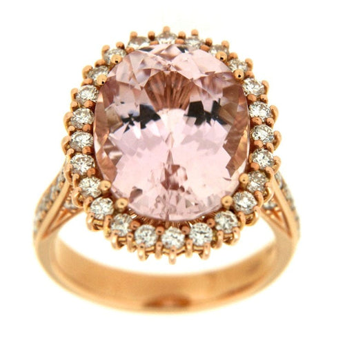 Pierścionek Guidetti - Pierścionek z różowego złota z diamentami i kunzytem 58 Facettes G1190