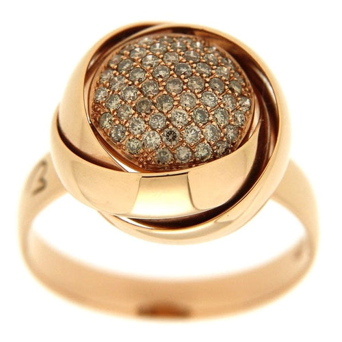 Prsten K di Kuore - Prsten od roze zlata sa braon dijamantima 58 Facettes G1347