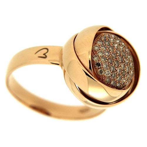 Prsten K di Kuore - Prsten od roze zlata sa braon dijamantima 58 Facettes G1347