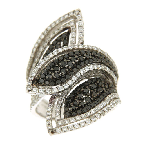 Guidetti-Ring - Ring aus Weißgold mit weißen und schwarzen Brillanten 58 Facettes G1842