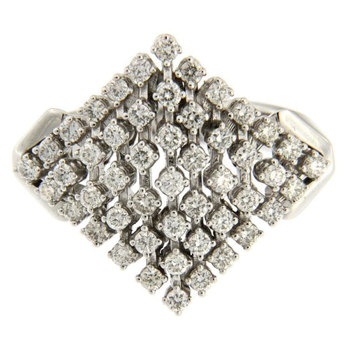 Anello Anello in oro bianco 18k con motivo a losanga e diamanti 58 Facettes G2435