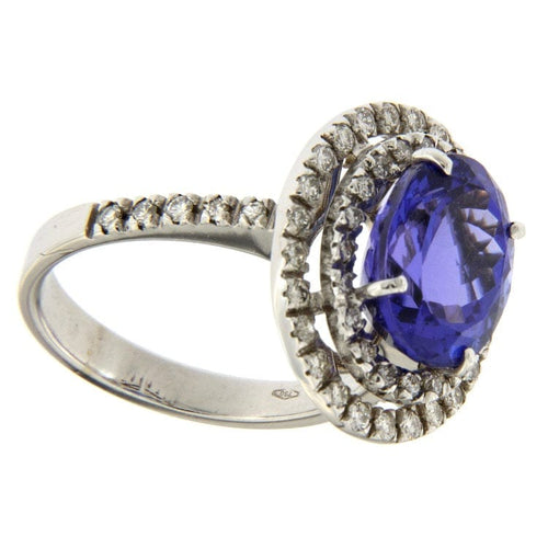 Guidetti-ring - Ring i hvitt gull med tanzanitt og diamanter 58 Facettes G2437