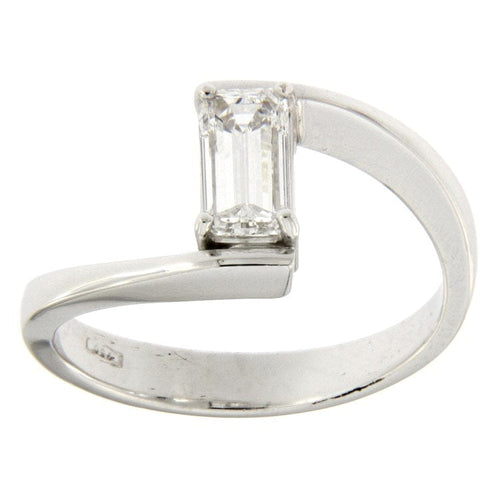 Bague 54 Bague solitaire - Diamant taille émeraude 0,83 ct E/IF en or blanc 58 Facettes G2612