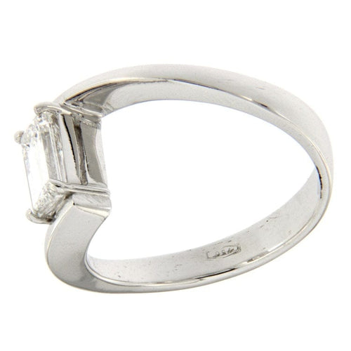 Bague 54 Bague solitaire - Diamant taille émeraude 0,83 ct E/IF en or blanc 58 Facettes G2612