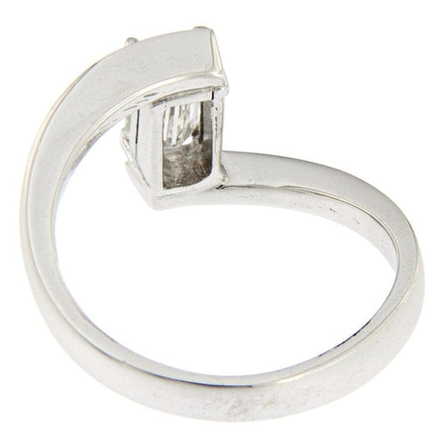 Bague 54 Bague solitaire - Diamant taille émeraude 0,83 ct E/IF en or blanc 58 Facettes G2612