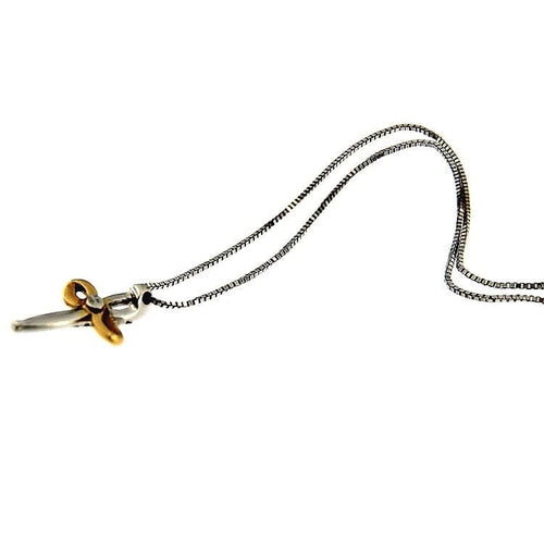 Ogrlica Ogrlica sa krstom od belog i roze zlata 18K i dijamantima 58 Facettes G2644