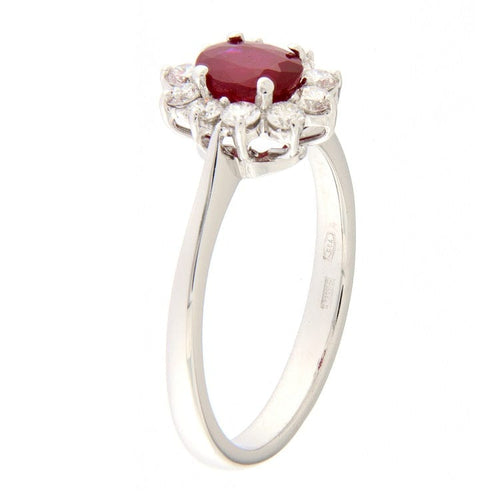 Anello Guidetti - Anello in oro bianco con rubini 1,05 ct e diamanti 58 Facettes G2781