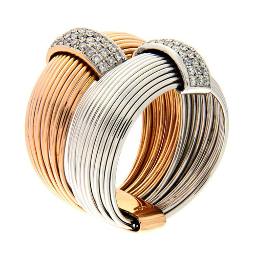 K di Kuore Ring - Rose and white gold ring with diamonds 58 Facettes G3059