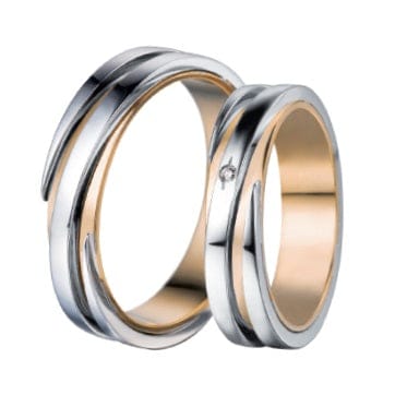 Pierścionek Polello - Pierścionek Fede z białego i żółtego złota z brylantem 58 Facettes G31B