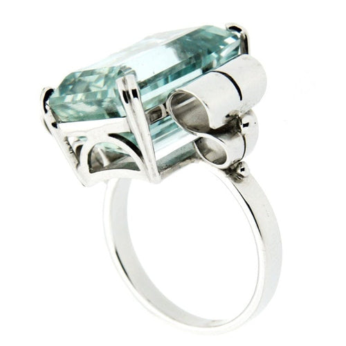 Prsten Guidetti - Prsten od belog zlata sa akvamarinom 17,43 ct 58 Facettes G318