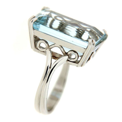 Prsten Guidetti - Prsten z bílého zlata s akvamarínem 16,31 ct 58 Facettes G319