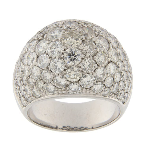 Bague 57 Bague dôme - Bague pavée de diamants en or blanc 750 58 Facettes G3462