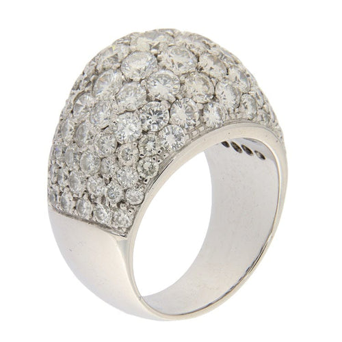 Bague 57 Bague dôme - Bague pavée de diamants en or blanc 750 58 Facettes G3462
