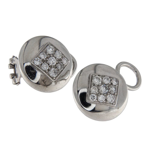Boucles d'oreilles Boucles d’oreilles disque en or blanc 18 ct et diamants 58 Facettes G3616