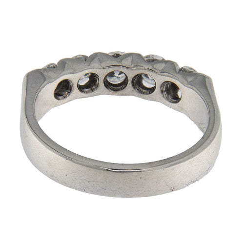 Bague 59 Bague alliance vintage en or blanc 18 ct avec diamants 0,92 ct 58 Facettes 3738