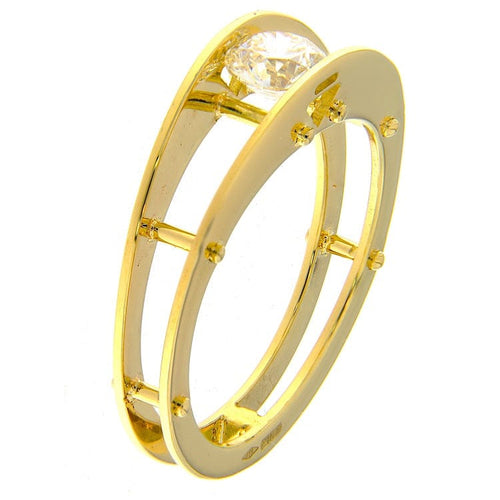 Bague 53 Bague solitaire en or jaune 18 ct avec diamant brillant 0,52 ct HRD 58 Facettes G3762