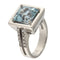 Bague 53 Bague en or blanc 18 ct avec aigue-marine et diamants 58 Facettes G3773