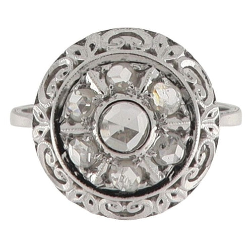 Bague 51 Bague vintage en or blanc 18 kt avec diamant taille rose 0,15 ct 58 Facettes G3781