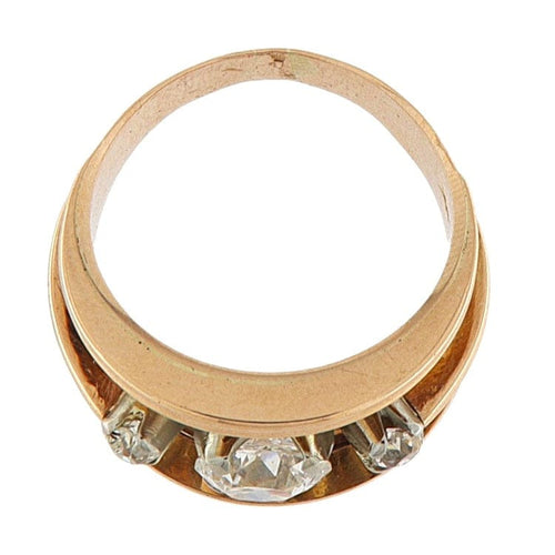 Bague 54 Bague bandeau vintage en or rose 18 ct avec diamant taille ancienne 58 Facettes G3785