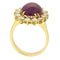 Bague 57.5 Bague vintage en or 18 kt avec rubis cabochon et diamants 1,54 ct 58 Facettes G3807