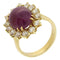 Bague 57.5 Bague vintage en or 18 kt avec rubis cabochon et diamants 1,54 ct 58 Facettes G3807