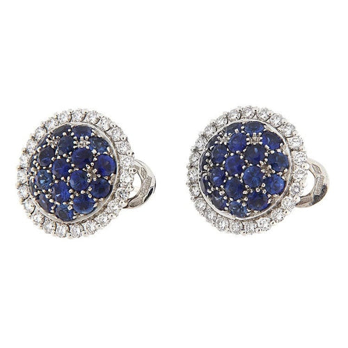 Boucles d'oreilles Boucles d’oreilles - or blanc 18 kt, saphirs et diamants taille brillant 58 Facettes G3818