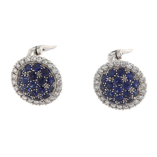 Boucles d'oreilles Boucles d’oreilles - or blanc 18 kt, saphirs et diamants taille brillant 58 Facettes G3818