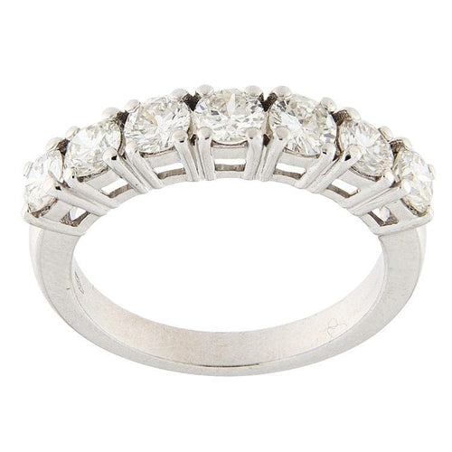 Bague 55 Alliance en or blanc 18 kt avec 7 diamants taille brillant 1,42 ct 58 Facettes G3828