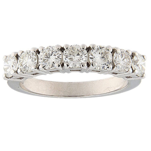 Bague 55 Alliance en or blanc 18 kt avec 7 diamants taille brillant 1,42 ct 58 Facettes G3828