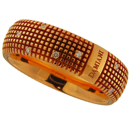 Bague Damiani - Bague carrée en or rose 18 carats et diamants 58 Facettes G3884