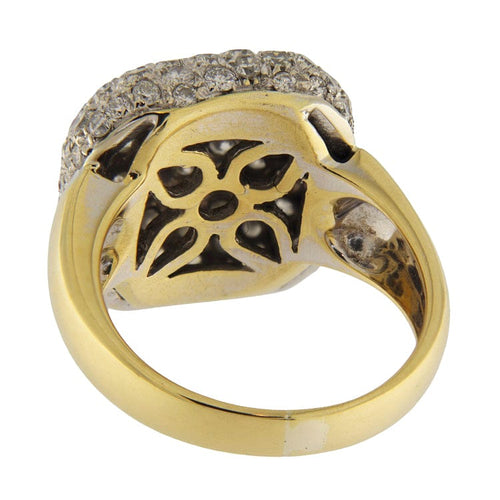 Bague 55 Bague vintage en or jaune 18 carats pavée de diamants 2,00 ct 58 Facettes G3878