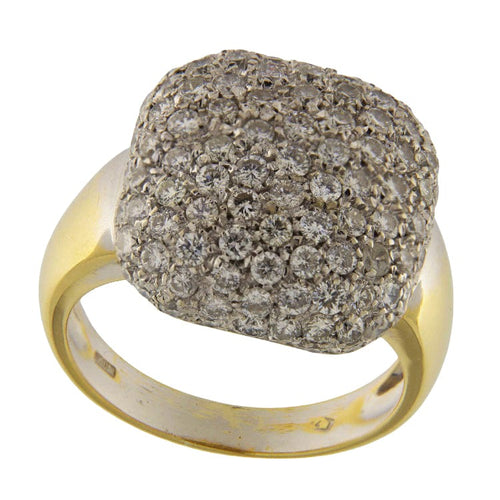 Bague 55 Bague vintage en or jaune 18 carats pavée de diamants 2,00 ct 58 Facettes G3878