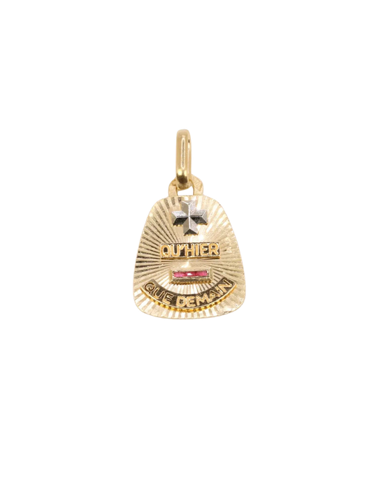 AUGIS - Yellow gold ruby trapeze love medal