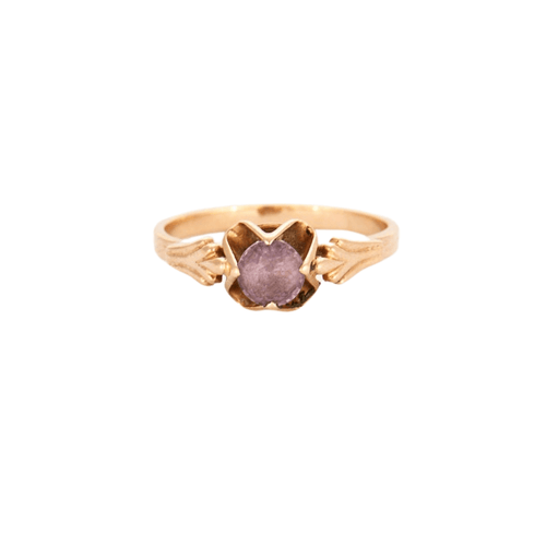 Bague Bague solitaire or rose saphir violet 58 Facettes LP703