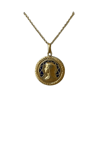 Pendentif Médaille de la Vierge Marie ancienne et émail 58 Facettes