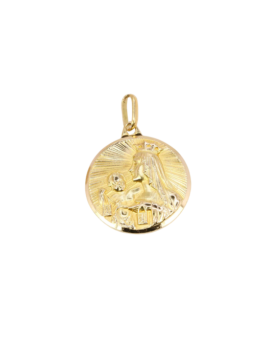 Vintage doppelseitige Gelbgold-Medaille Notre Dame du Mont-Carmel